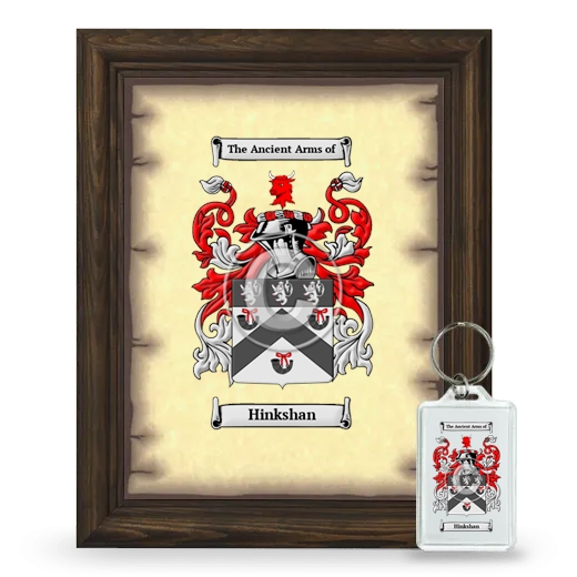 Hinkshan Framed Coat of Arms and Keychain - Brown