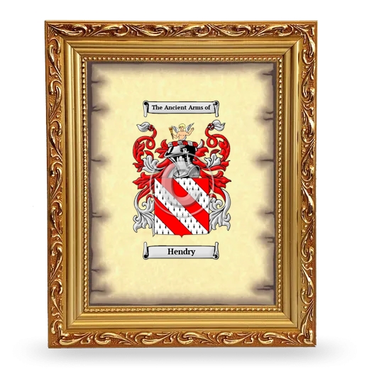 Hendry Coat of Arms Framed - Gold