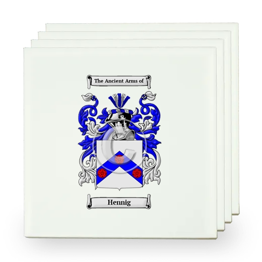 Hennig Set of Four Small Tiles with Coat of Arms