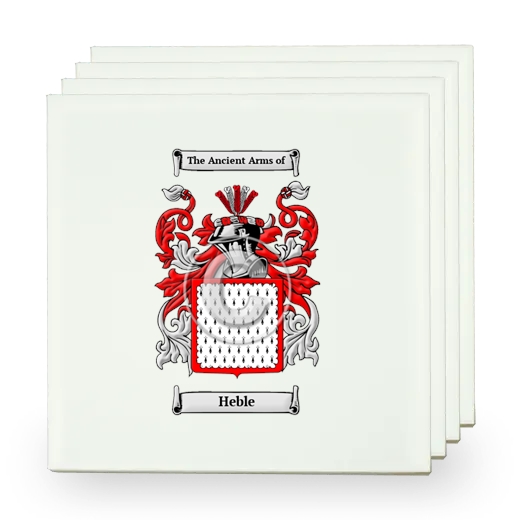 Heble Set of Four Small Tiles with Coat of Arms