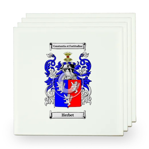 Herbet Set of Four Small Tiles with Coat of Arms