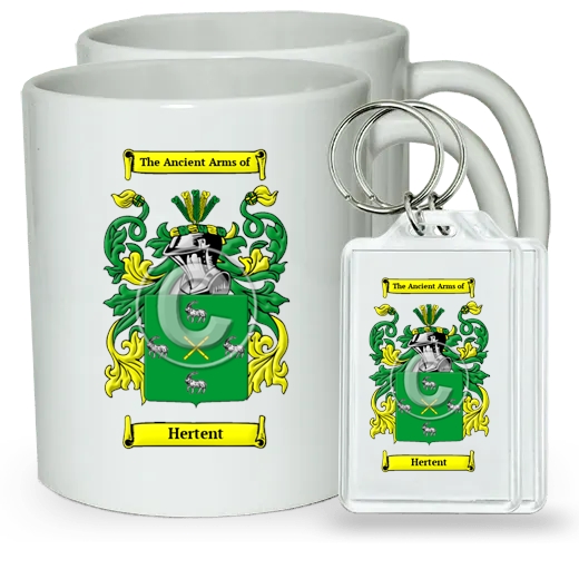 Hertent Pair of Coffee Mugs and Pair of Keychains