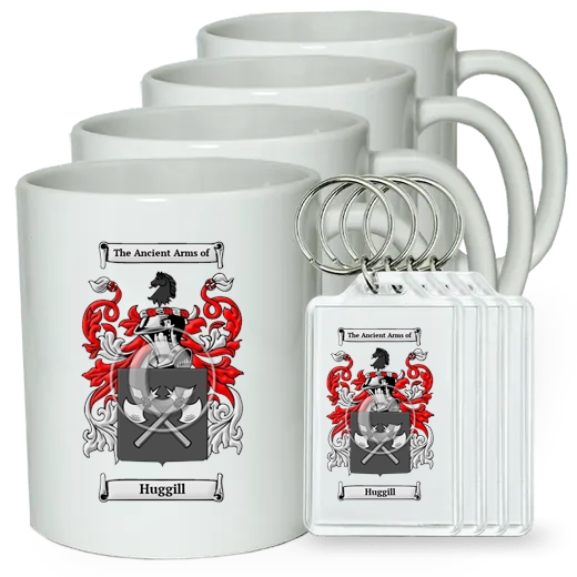 Huggill Set of 4 Coffee Mugs and Keychains