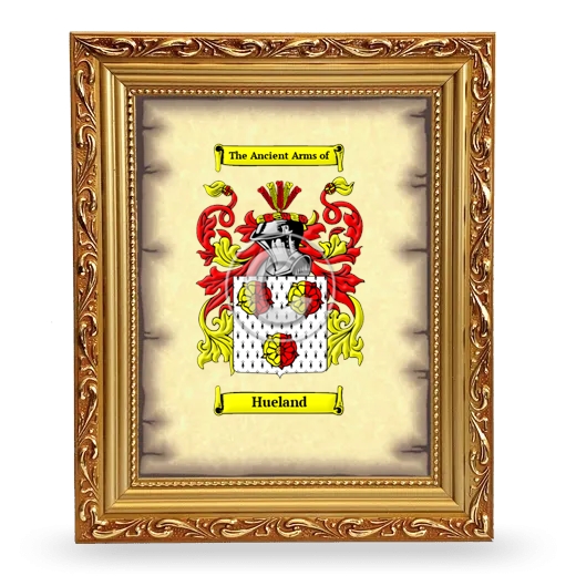 Hueland Coat of Arms Framed - Gold