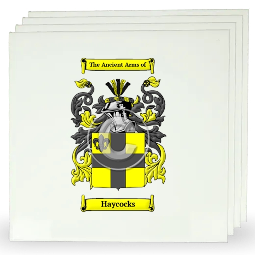 Haycocks Set of Four Large Tiles with Coat of Arms