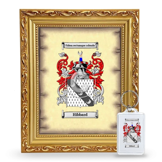 Hibbard Framed Coat of Arms and Keychain - Gold