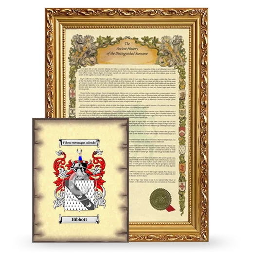 Hibbott Framed History and Coat of Arms Print - Gold