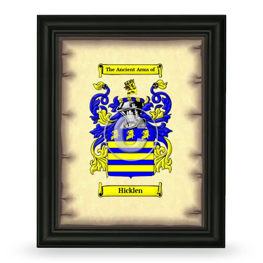 Hicklen Coat of Arms Framed - Black