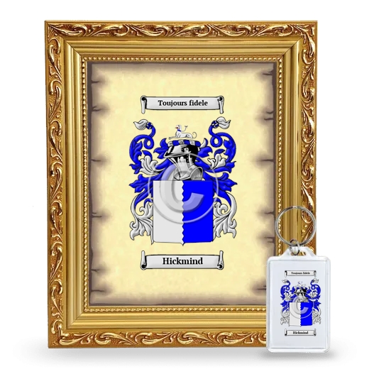Hickmind Framed Coat of Arms and Keychain - Gold