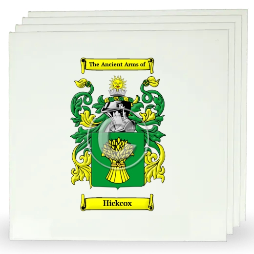 Hickcox Set of Four Large Tiles with Coat of Arms