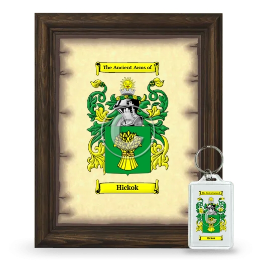 Hickok Framed Coat of Arms and Keychain - Brown