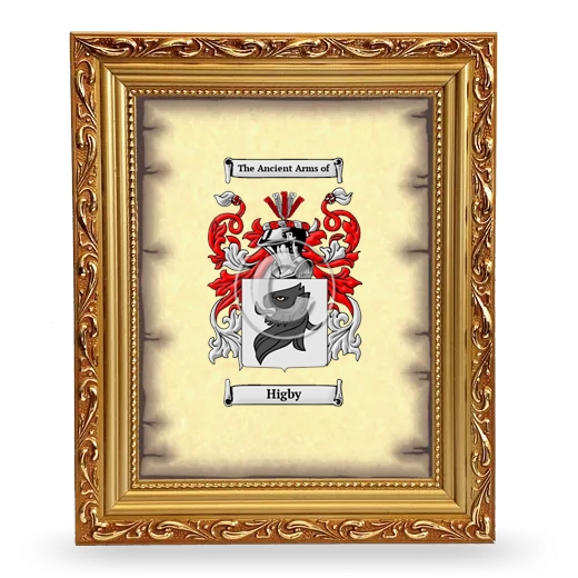 Higby Coat of Arms Framed - Gold