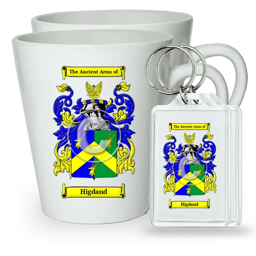 Higdand Pair of Latte Mugs and Pair of Keychains