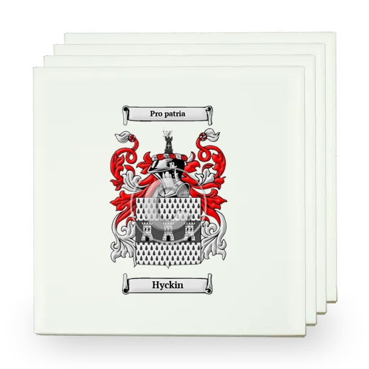 Hyckin Set of Four Small Tiles with Coat of Arms