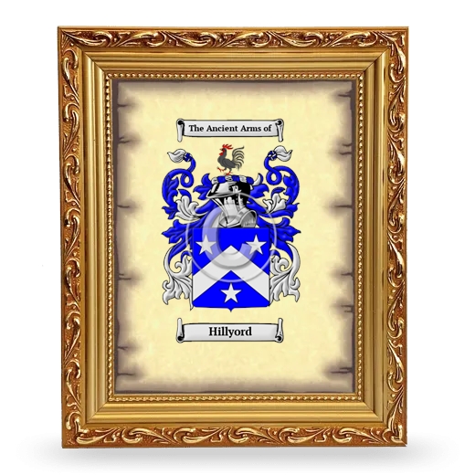 Hillyord Coat of Arms Framed - Gold
