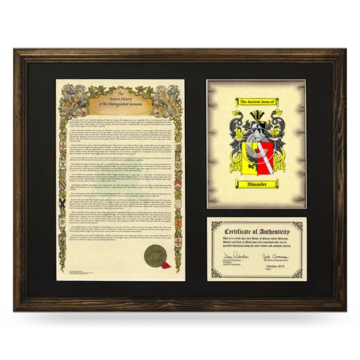 Himmler Framed Surname History and Coat of Arms - Brown