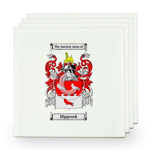 Hippcock Set of Four Small Tiles with Coat of Arms