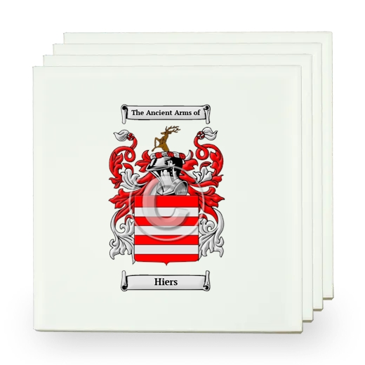 Hiers Set of Four Small Tiles with Coat of Arms