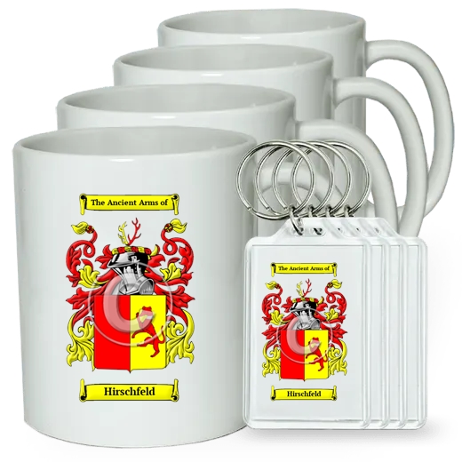 Hirschfeld Set of 4 Coffee Mugs and Keychains