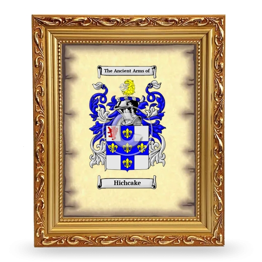 Hichcake Coat of Arms Framed - Gold