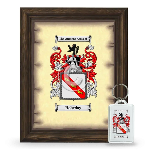 Hobeday Framed Coat of Arms and Keychain - Brown