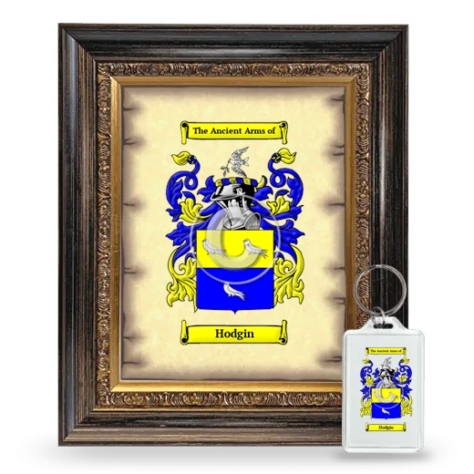 Hodgin Framed Coat of Arms and Keychain - Heirloom