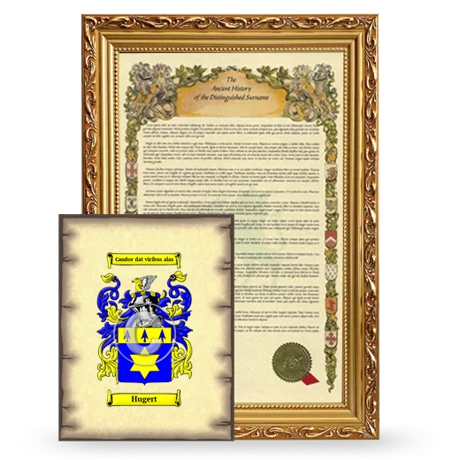 Hugert Framed History and Coat of Arms Print - Gold