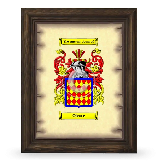 Olcote Coat of Arms Framed - Brown