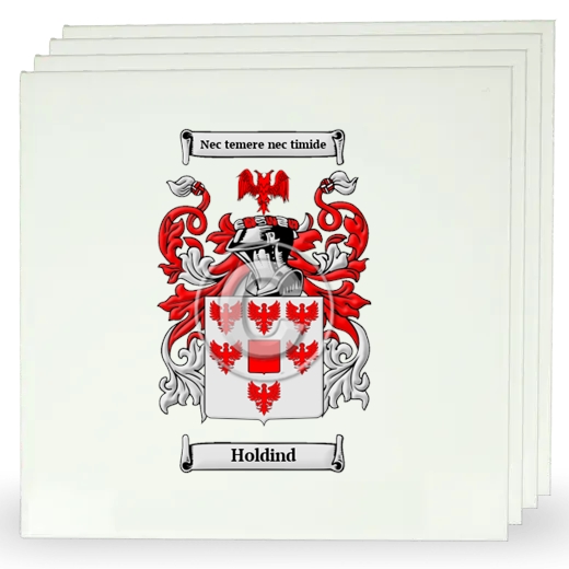 Holdind Set of Four Large Tiles with Coat of Arms