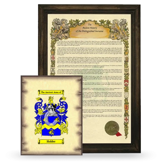 Holder Framed History and Coat of Arms Print - Brown