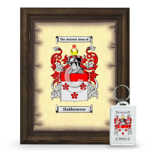 Haldernesse Framed Coat of Arms and Keychain - Brown