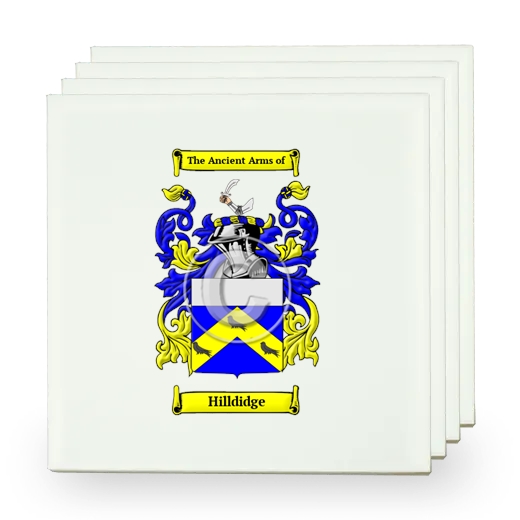 Hilldidge Set of Four Small Tiles with Coat of Arms