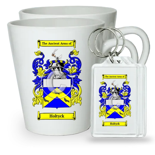 Holtyck Pair of Latte Mugs and Pair of Keychains