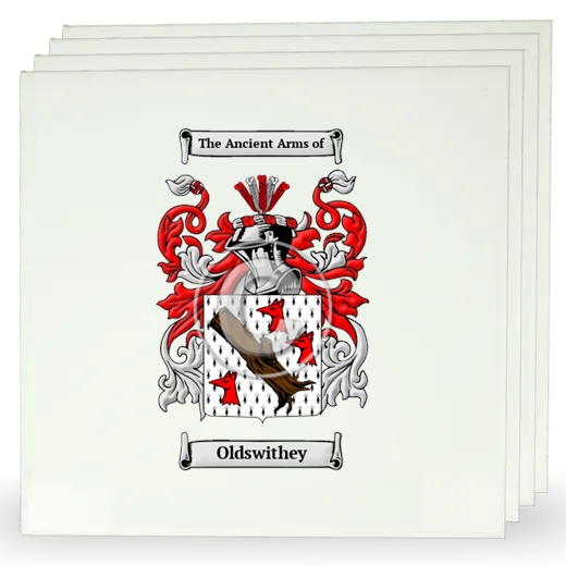 Oldswithey Set of Four Large Tiles with Coat of Arms