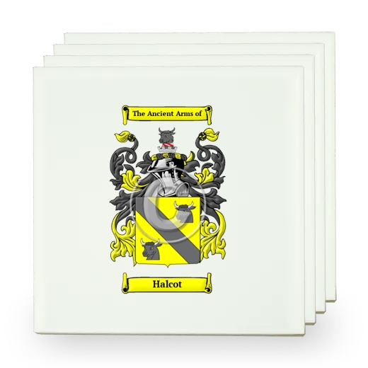 Halcot Set of Four Small Tiles with Coat of Arms