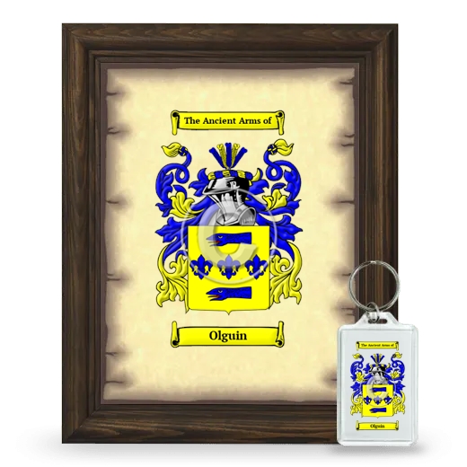 Olguin Framed Coat of Arms and Keychain - Brown