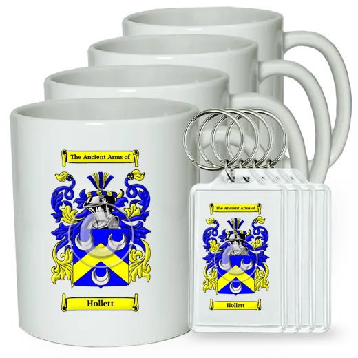 Hollett Set of 4 Coffee Mugs and Keychains