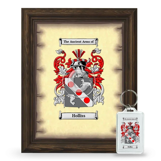 Holliss Framed Coat of Arms and Keychain - Brown