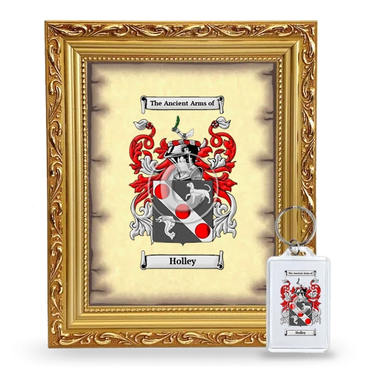 Holley Framed Coat of Arms and Keychain - Gold