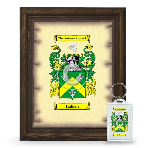 Holken Framed Coat of Arms and Keychain - Brown