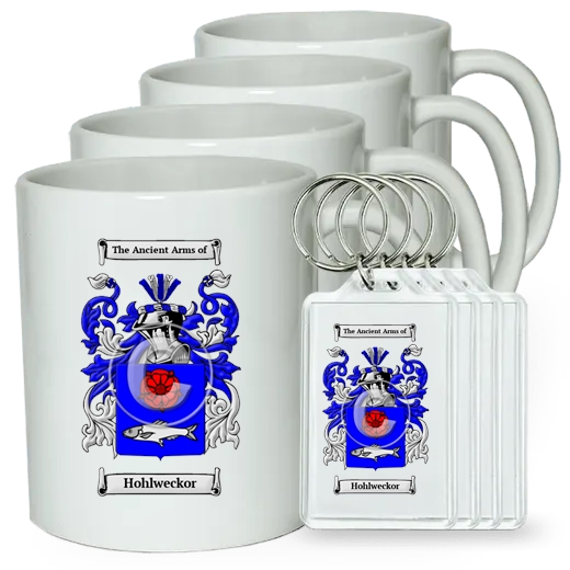 Hohlweckor Set of 4 Coffee Mugs and Keychains