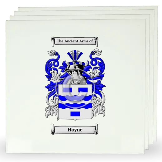 Hoyne Set of Four Large Tiles with Coat of Arms