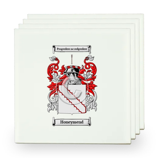 Honeymend Set of Four Small Tiles with Coat of Arms