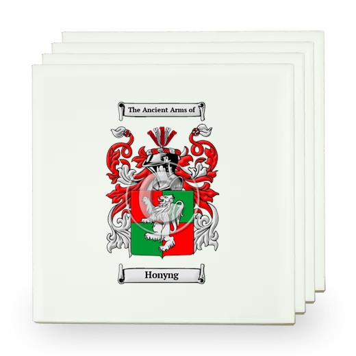 Honyng Set of Four Small Tiles with Coat of Arms