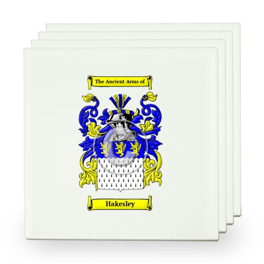 Hakesley Set of Four Small Tiles with Coat of Arms