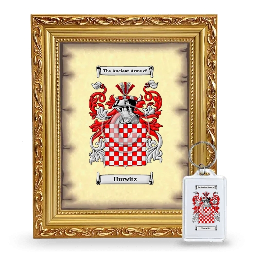 Hurwitz Framed Coat of Arms and Keychain - Gold