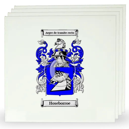 Hoseborroe Set of Four Large Tiles with Coat of Arms