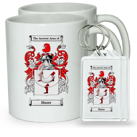 Huser Pair of Coffee Mugs and Pair of Keychains