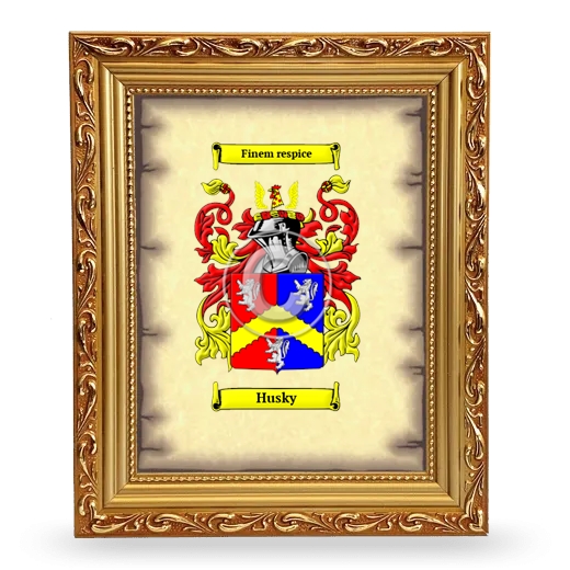 Husky Coat of Arms Framed - Gold