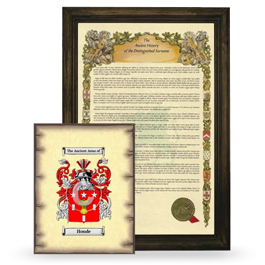 Houde Framed History and Coat of Arms Print - Brown